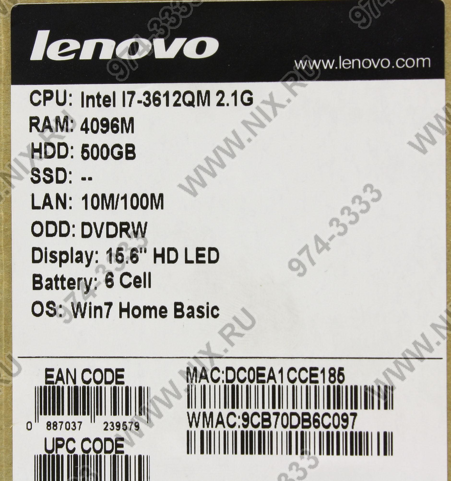 Lenovo G580 59328614 I7 3612qm 4 500 Dvd Rw Gt630m Wifi Bt Win7hb 15 6 2 44 Kg